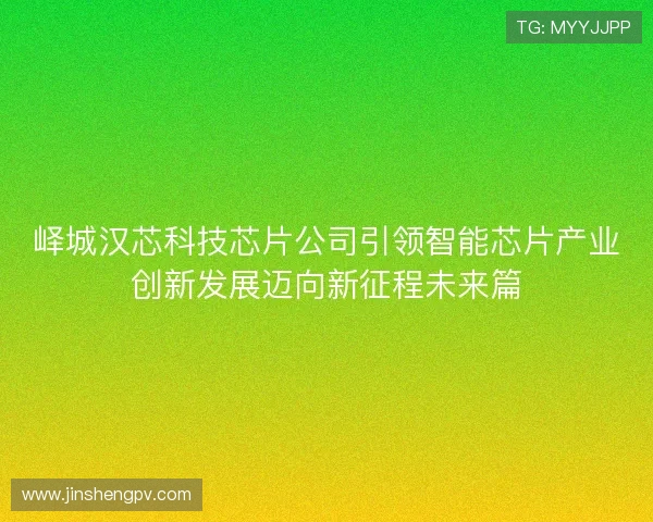 峄城汉芯科技芯片公司引领智能芯片产业创新发展迈向新征程未来篇 峄城汉芯科技芯片公司引领智能芯片产业创新发展迈向新征程未来篇